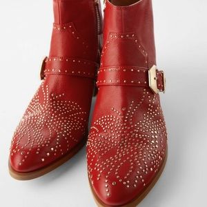 COPY - Zara Red Micro-Stud Cowboy Booties